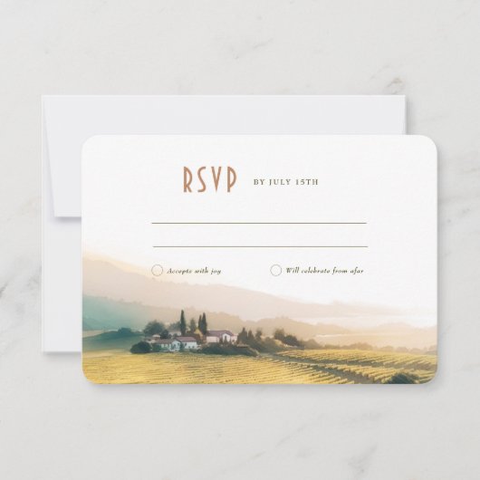 RSVP Napa Waterverf Vineyards Weddenschap Kaart (Voorkant)