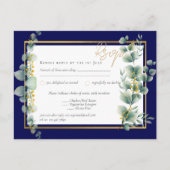 RSVP NAVY BLUE GOLD Greenery Eucalyptus Weddenscha Briefkaart (Voorkant)