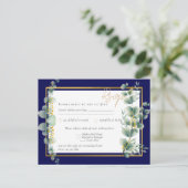 RSVP NAVY BLUE GOLD Greenery Eucalyptus Weddenscha Briefkaart (Staand voorkant)