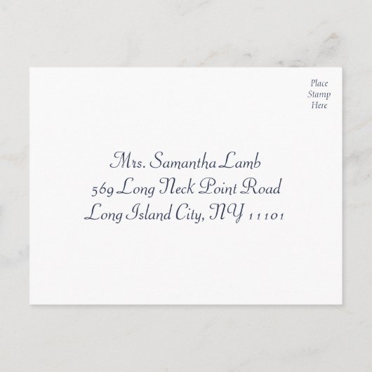 RSVP Navy Blue & White Stripe Nautisch Briefkaart (Achterkant)