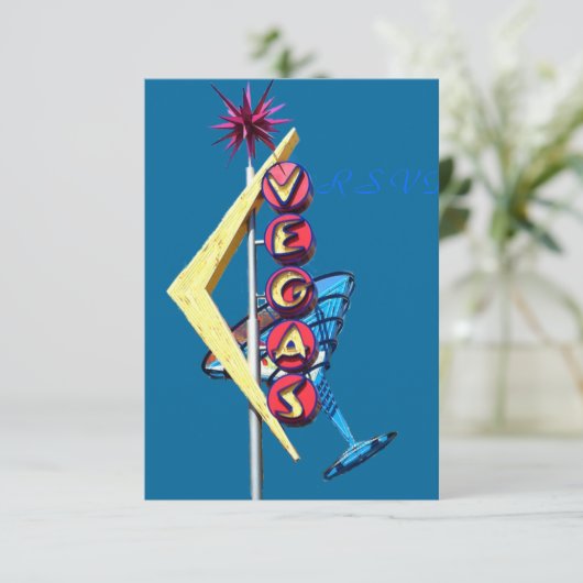 RSVP Neon Las Vegas Kaartje (Staand voorkant)