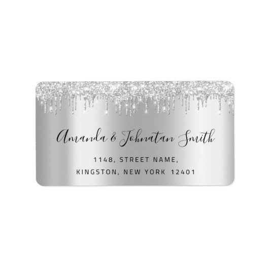 RSVP New Wedding Adress Silver Grey rijdt grijs Etiket (Voorkant)