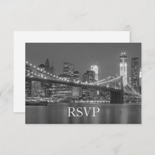 RSVP - New York City Silhouette Brooklyn Huwelijk  Kaart (Voorkant / Achterkant)