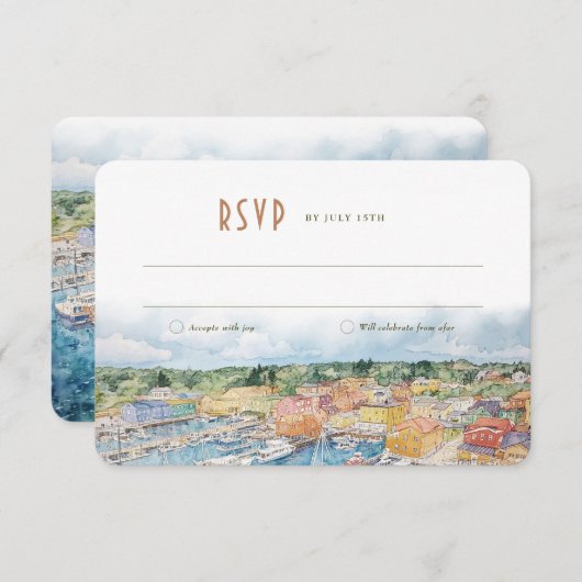 RSVP Newport Harbour Wedding Insert Bestemming Kaart (Voorkant / Achterkant)