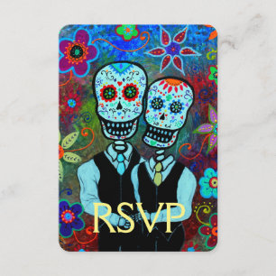 RSVP Novios Dia de los Muertos Wedding Kaartje