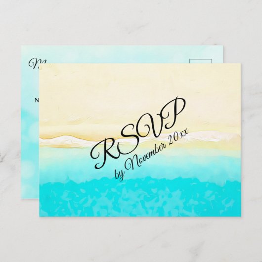 RSVP Ocean Shore Beach thema bruiloft Briefkaart (Voorkant / Achterkant)