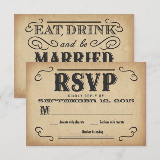RSVP Old West Rustic Wedding Reply (Voorkant / Achterkant)