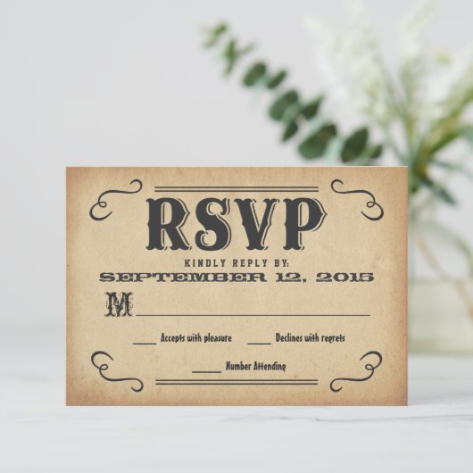 RSVP Old West Rustic Wedding Reply Kaartje (Staand voorkant)