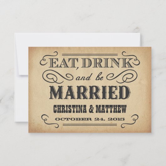 RSVP Old West Rustic Wedding Reply Kaartje (Achterkant)