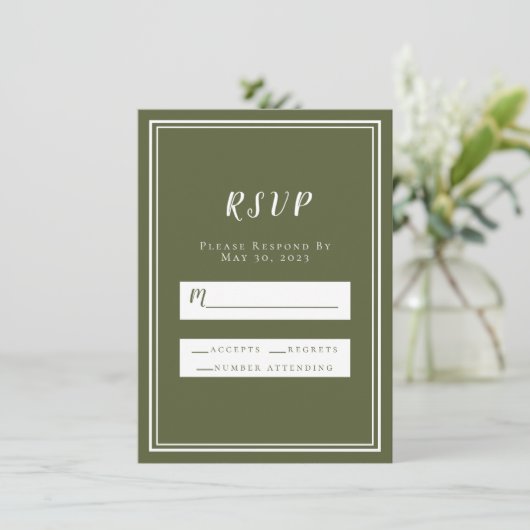 RSVP Olive Green Simple Chic Minimalist (Staand voorkant)
