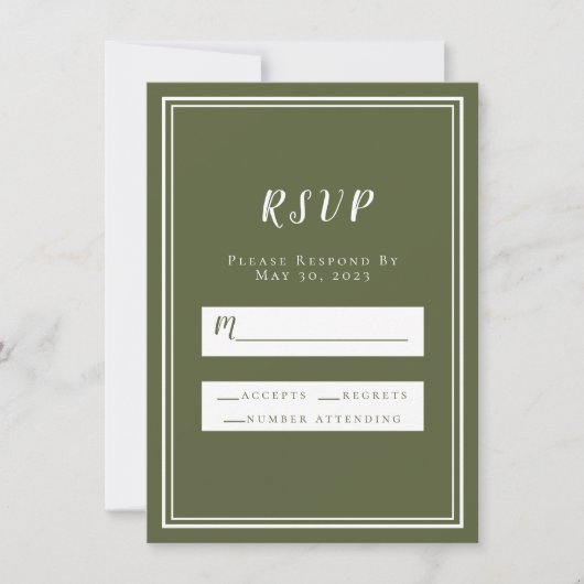 RSVP Olive Green Simple Chic Minimalist (Voorkant)
