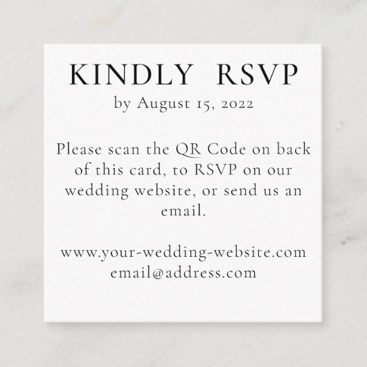 RSVP online binden op website met QR-code Informatiekaartje (Voorkant)