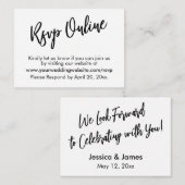 RSVP Online Casual Modern Black White Typografie Informatiekaartje (Voorkant / Achterkant)