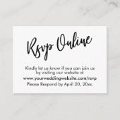 RSVP Online Casual Modern Black White Typografie Informatiekaartje (Voorkant)