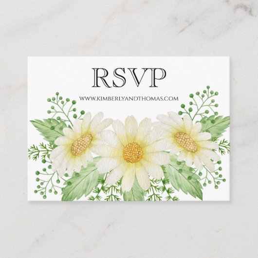 RSVP Online Daisy Waterverf Floral Wedding Informatiekaartje (Voorkant)