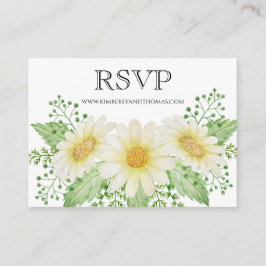 RSVP Online Daisy Waterverf Floral Wedding Informatiekaartje