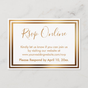 RSVP Online Eenvoudig Elegant Goud Tone en Wit Informatiekaartje