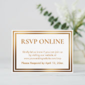 RSVP Online Eenvoudig Elegant Goud Tone en Wit Informatiekaartje (Staand voorkant)