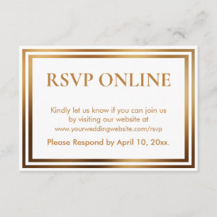 RSVP Online Eenvoudig Elegant Goud Tone en Wit Informatiekaartje