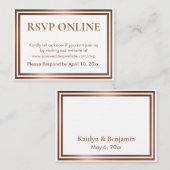 RSVP Online Eenvoudig Elegant Koper op Wit Informatiekaartje (Voorkant / Achterkant)