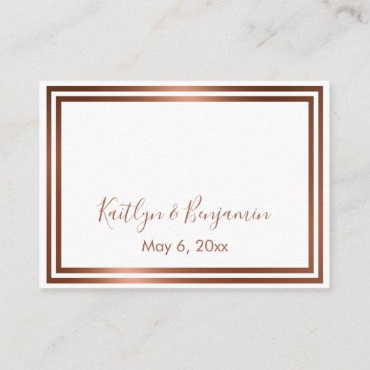 RSVP Online Eenvoudig Elegant Koper op Wit Informatiekaartje (Achterkant)