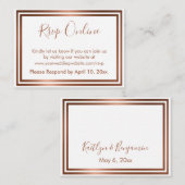 RSVP Online Eenvoudig Elegant Koper op Wit Informatiekaartje (Voorkant / Achterkant)