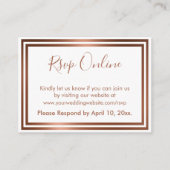 RSVP Online Eenvoudig Elegant Koper op Wit Informatiekaartje (Voorkant)