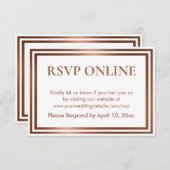 RSVP Online Eenvoudig Elegant Koper op Wit Informatiekaartje (Voorkant / Achterkant)