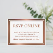 RSVP Online Eenvoudig Elegant Koper op Wit Informatiekaartje (Staand voorkant)