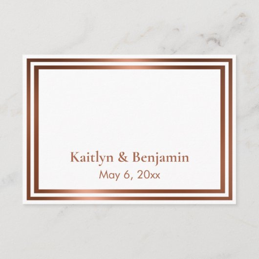 RSVP Online Eenvoudig Elegant Koper op Wit Informatiekaartje (Achterkant)