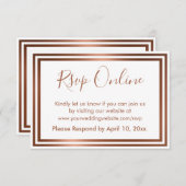 RSVP Online Eenvoudig Elegant Koper op Wit Informatiekaartje (Voorkant / Achterkant)