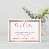 RSVP Online Eenvoudig Elegant Koper op Wit Informatiekaartje (Staand voorkant)