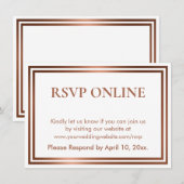 RSVP Online Eenvoudig Elegant Koper op Wit Informatiekaartje (Voorkant / Achterkant)