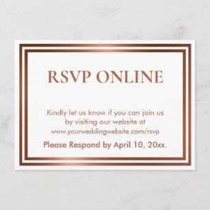 RSVP Online Eenvoudig Elegant Koper op Wit Informatiekaartje