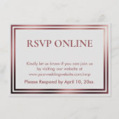 RSVP Online Eenvoudig Elegant Roos Goud op Grijs Informatiekaartje (Voorkant)