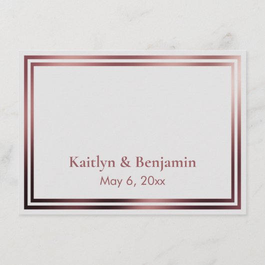 RSVP Online Eenvoudig Elegant Roos Goud op Grijs Informatiekaartje (Achterkant)