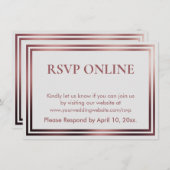 RSVP Online Eenvoudig Elegant Roos Goud op Grijs Informatiekaartje (Voorkant / Achterkant)