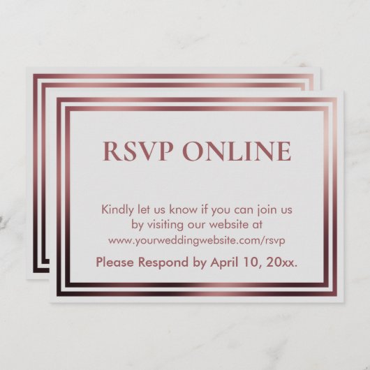 RSVP Online Eenvoudig Elegant Roos Goud op Grijs Informatiekaartje (Voorkant / Achterkant)
