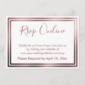 RSVP Online Eenvoudig Elegant Roos Goud op Wit Informatiekaartje (Voorkant)