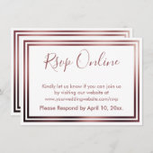 RSVP Online Eenvoudig Elegant Roos Goud op Wit Informatiekaartje (Voorkant / Achterkant)