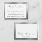 RSVP Online Eenvoudig Elegant Zilver en Wit Informatiekaartje (Voorkant / Achterkant)