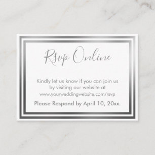 RSVP Online Eenvoudig Elegant Zilver en Wit Informatiekaartje