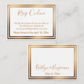 RSVP Online Eenvoudig legant Gold en wit Informatiekaartje (Voorkant / Achterkant)