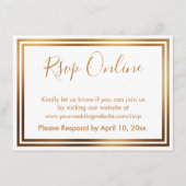 RSVP Online Eenvoudige Elegante Gouden Grenzen op  Informatiekaartje (Voorkant)