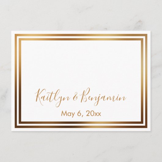 RSVP Online Eenvoudige Elegante Gouden Grenzen op  Informatiekaartje (Achterkant)