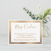RSVP Online Eenvoudige Elegante Gouden Grenzen op  Informatiekaartje (Staand voorkant)