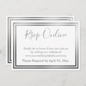RSVP Online Eenvoudige Elegante Zilveren en Witte  Informatiekaartje (Voorkant / Achterkant)