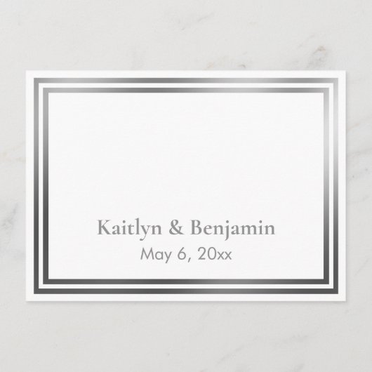 RSVP Online Eenvoudige Elegante Zilveren en Witte Informatiekaartje (Achterkant)