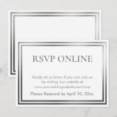 RSVP Online Eenvoudige Elegante Zilveren en Witte Informatiekaartje (Voorkant / Achterkant)
