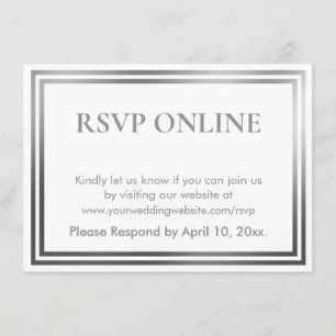 RSVP Online Eenvoudige Elegante Zilveren en Witte  Informatiekaartje